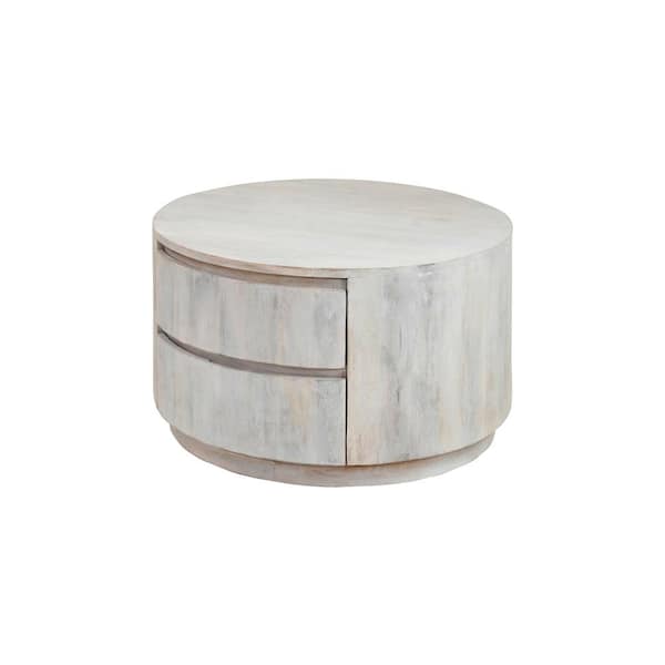 Carolina Chair & Table Christa 30 in. Whitewash Round Wood Coffee Table