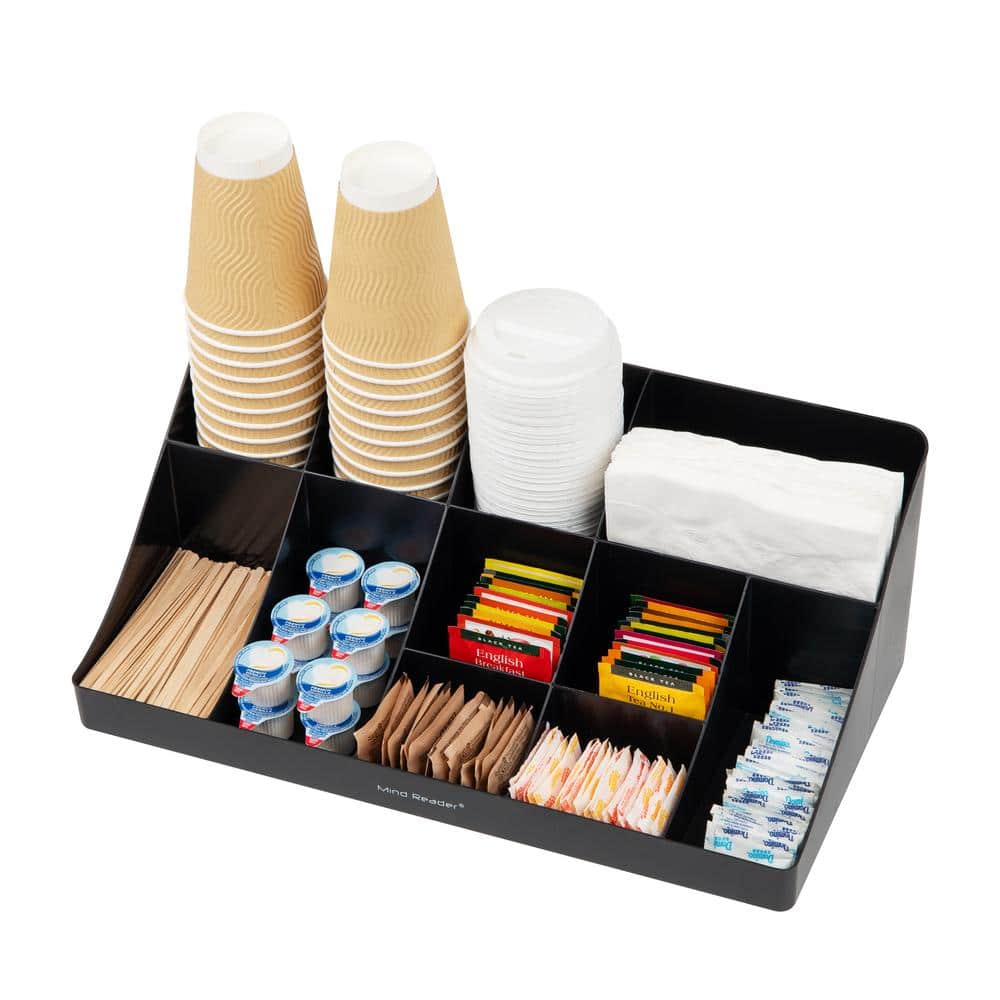 Black Plastic 11-Compartment Coffee Station Organizer
