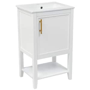 20 in. W x 15.5 in. D x 33.5 in. H Single Sink Freestanding Bath Vanity in White with White Ceramic Top