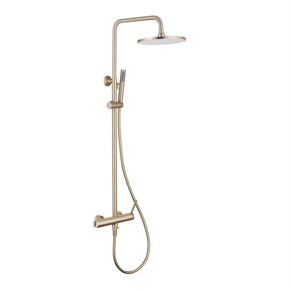 Single Handle 1-Spray Exposed Shower Faucet with Ceramic Disc Valves 1.8 GPM 10 in. Rain Shower Kit Trim Brushed Gold price history on PriceWatchPro