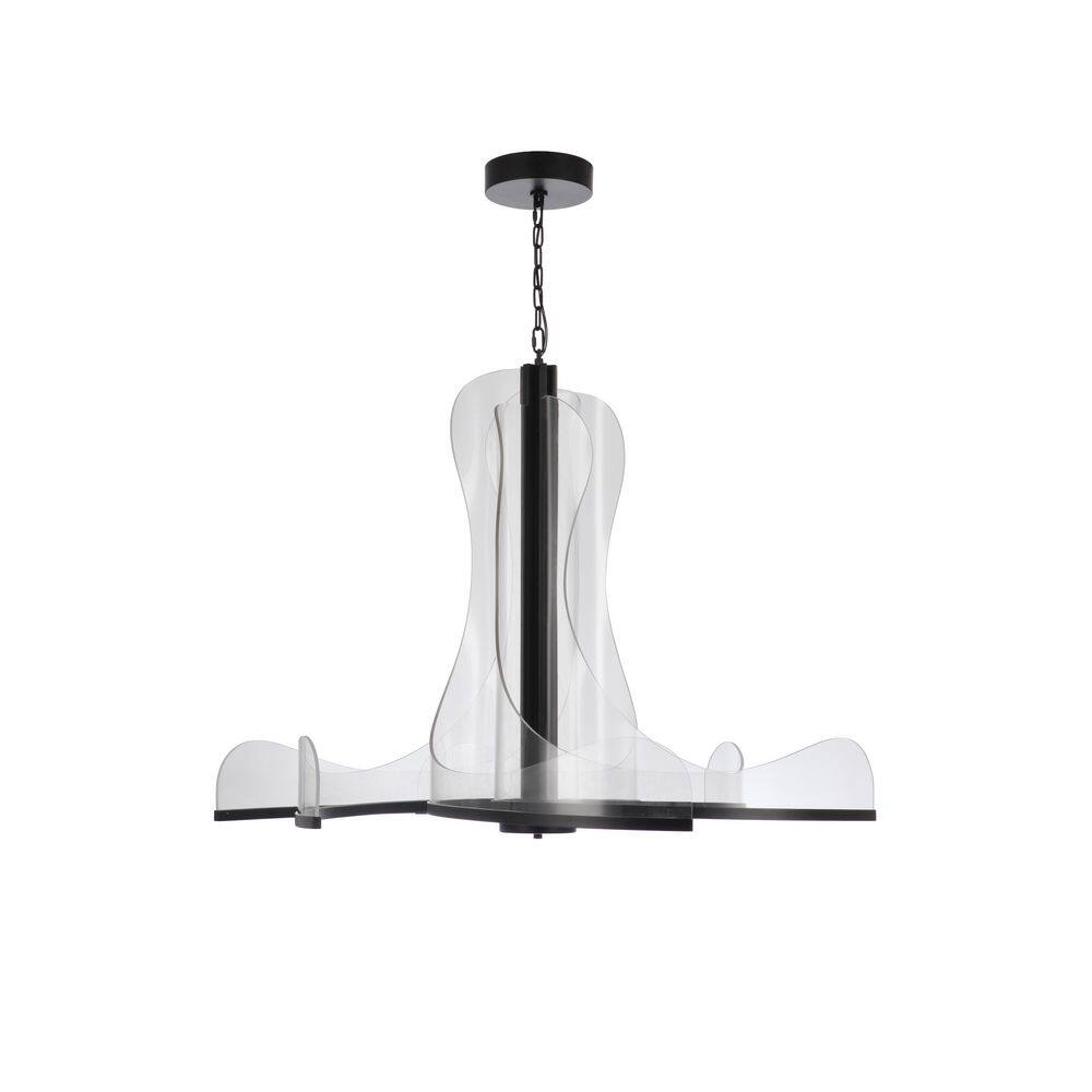 Estrella 47.25 in. 6 Light Dimmable Integrated LED Flat Black Tier Geometric Pendant Chandelier for Dining Room, Foyer price history on PriceWatchPro