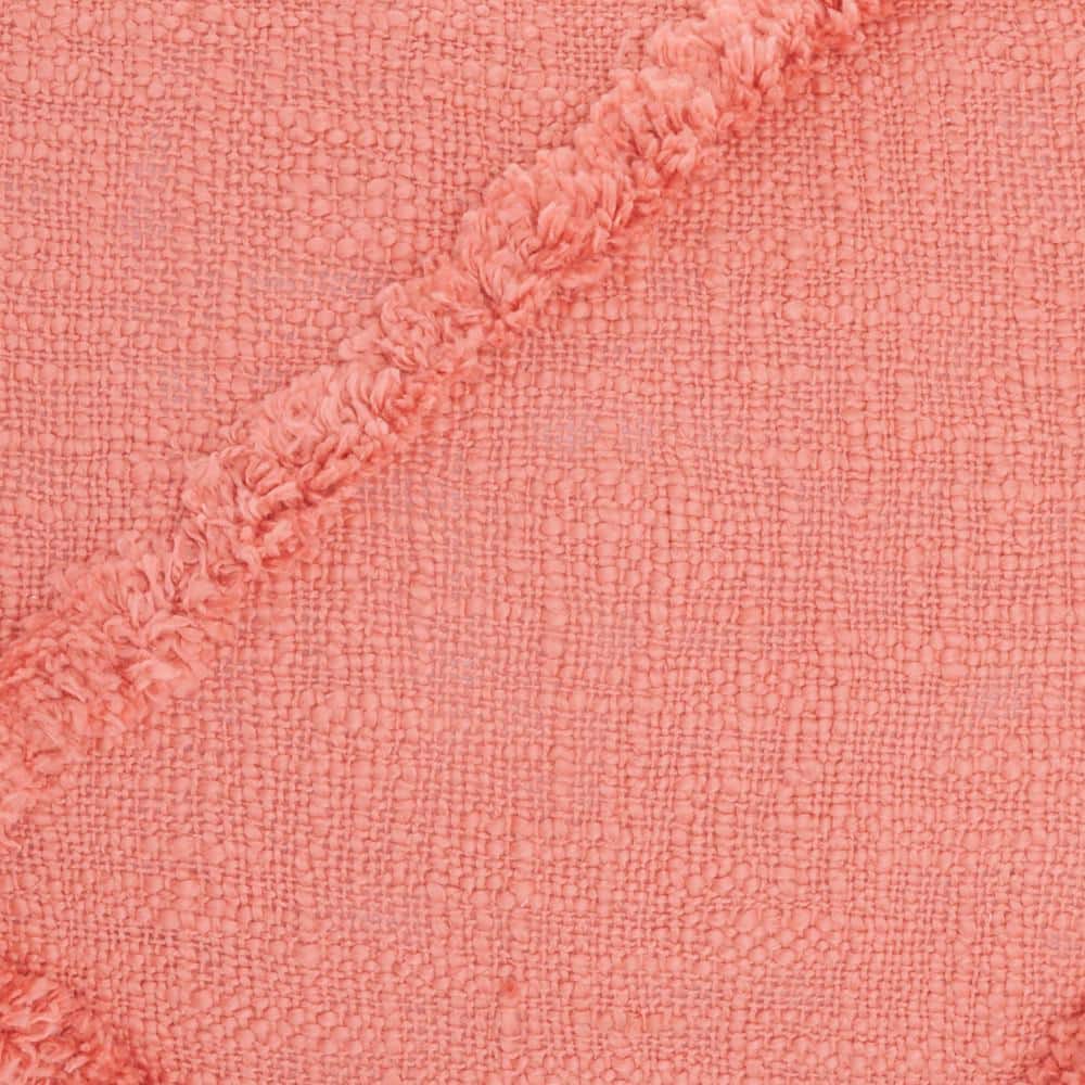 Coral Ruffled Cotton Lumbar Throw Pillow