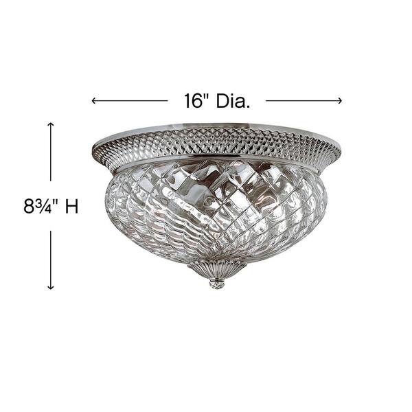 HINKLEY - Plantation 16 in. 3-Light Polished Antique Nickel Flush Mount