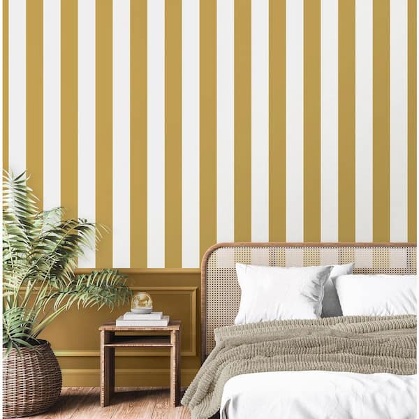 Tavish Yellow Stripe Non-Pasted Wallpaper, 57.5 sq. ft.