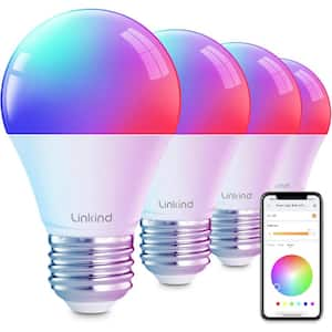 60-Watt A19 E26 Smart Light Bulbs with Alexa, Google Home and LED Lights Color Changing WiFi and Bluetooth in White