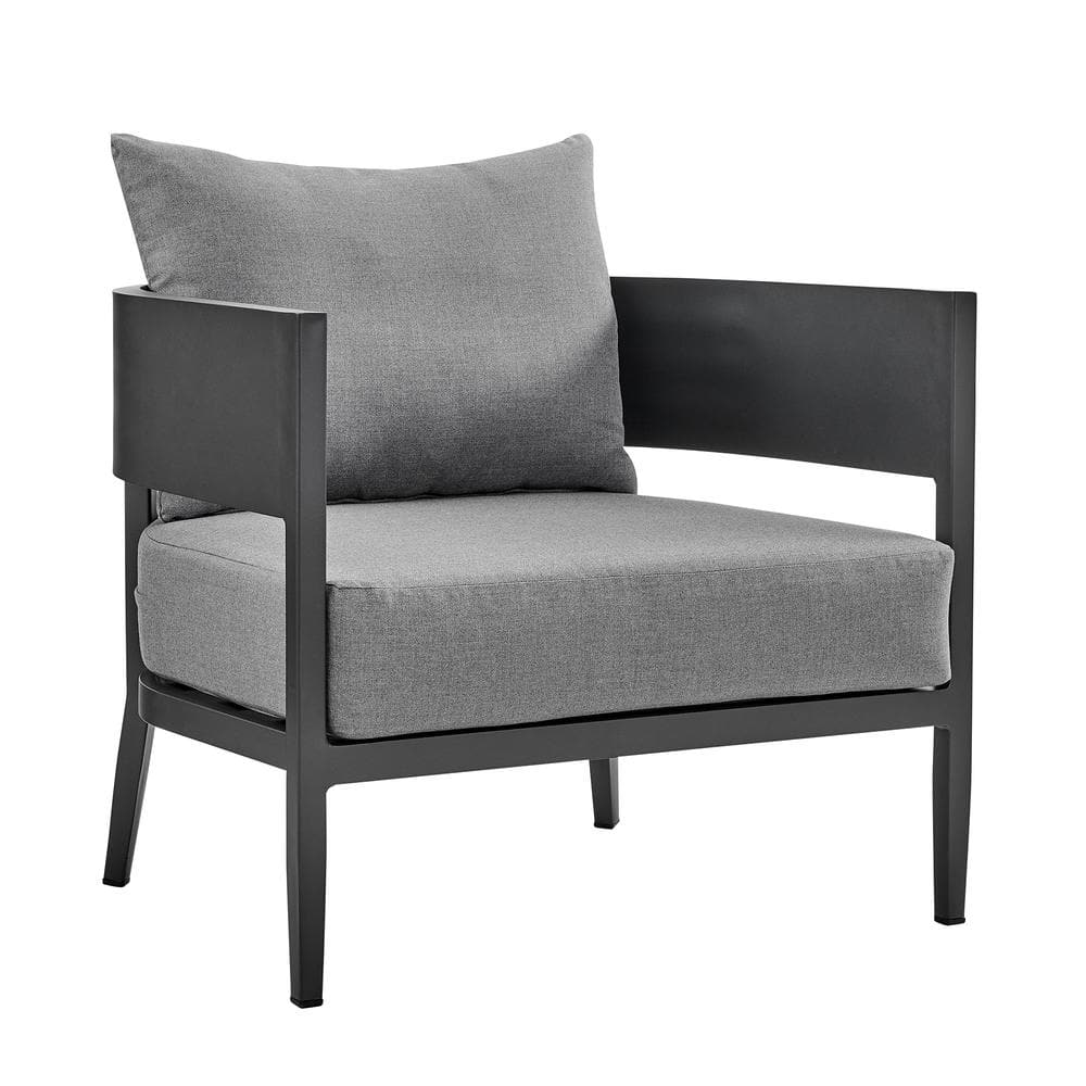 Menorca Dark Gray Aluminum Outdoor Lounge Chair with Cushions