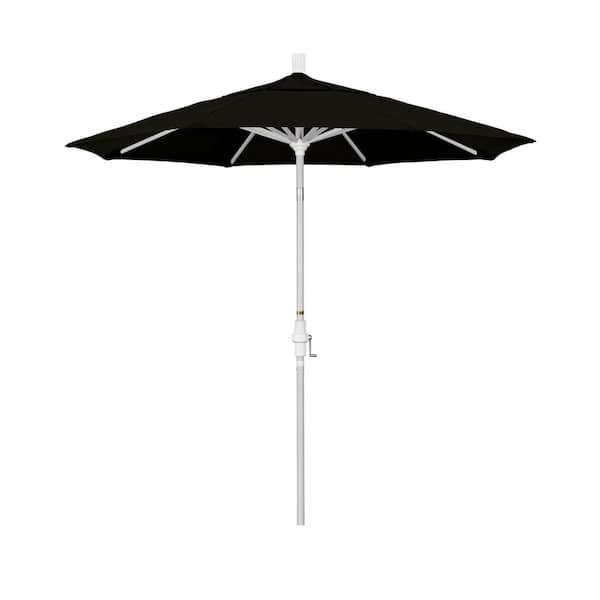 7.5 ft black and white patio umbrella California Umbrella 7.5 ft. Matted White Aluminum Market Patio Umbrella  Collar Tilt Crank Lift in Black Olefin 194061890233