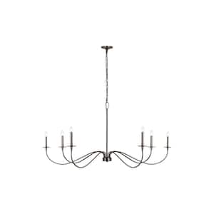 Arrington 6-Light Plated Bronze Chandelier with No Shade