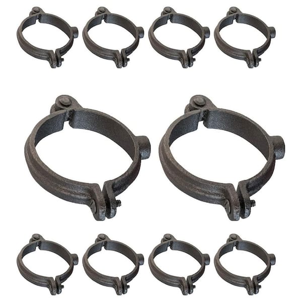 PLUMBFLEX 1 in. Hinged Split Ring Pipe Hanger, Malleable Iron Clamp with 3/8 in. Rod Fitting, for Suspending Tubing (10-Pack)