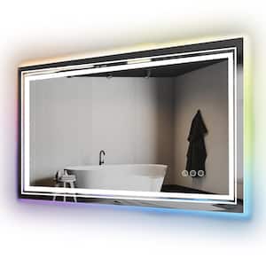 36 in. W x 48 in. H Rectangular Frameless LED Anti Fog Backlit Front Lighted Wall Bathroom Vanity Mirror in RGB