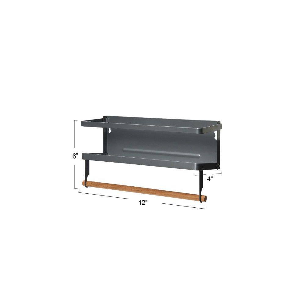 Gray Metal Magnetic Spice Rack with Paper Towel Holder