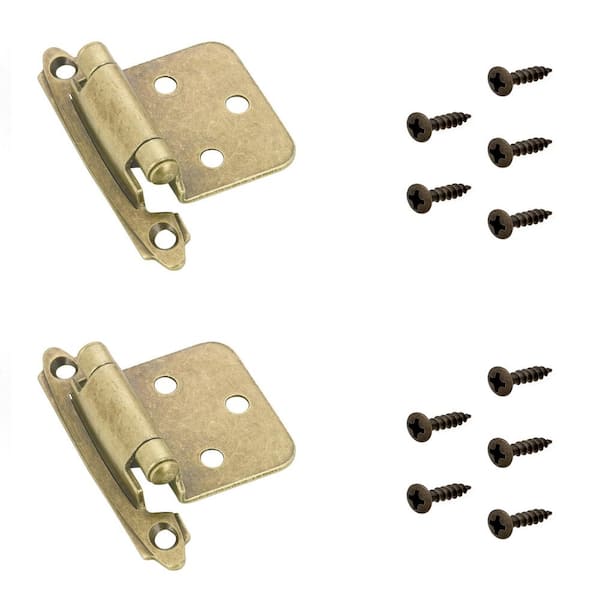 Richelieu Hardware (2-Pack) Antique Brass Semi-Concealed Self-Closing Variable Overlay for Face Frame Cabinet Hinge