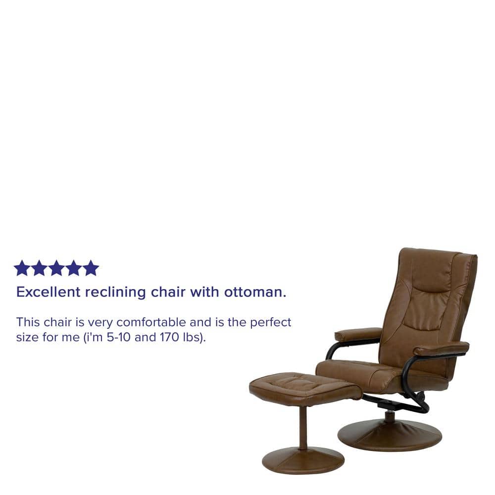 Palomino Brown Leather Swivel Recliner with Ottoman