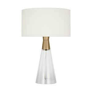 Pender 20 .75 in. Satin Brass Medium Table Lamp with White Linen Fabric Shade