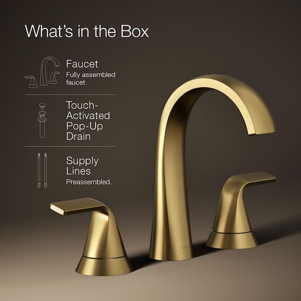 KOHLER Cursiva 8 in. Widespread Double Handle Bathroom Faucet in