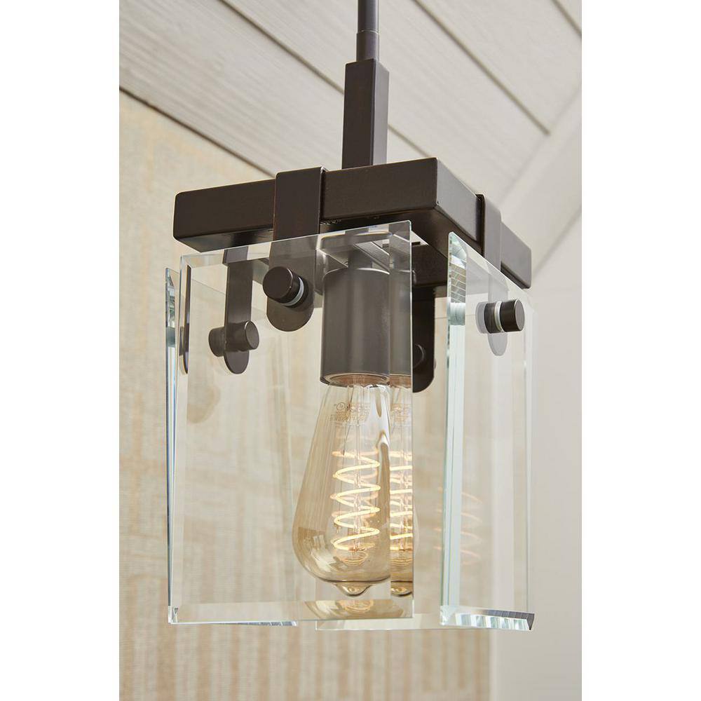 Glayse Antique Bronze Mini Pendant with Beveled Glass Shade