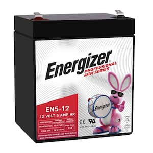 Energizer EN5-12, 12-Volt 5 Amp Hr, Long Lasting Sealed Lead Acid AGM Rechargeable Battery