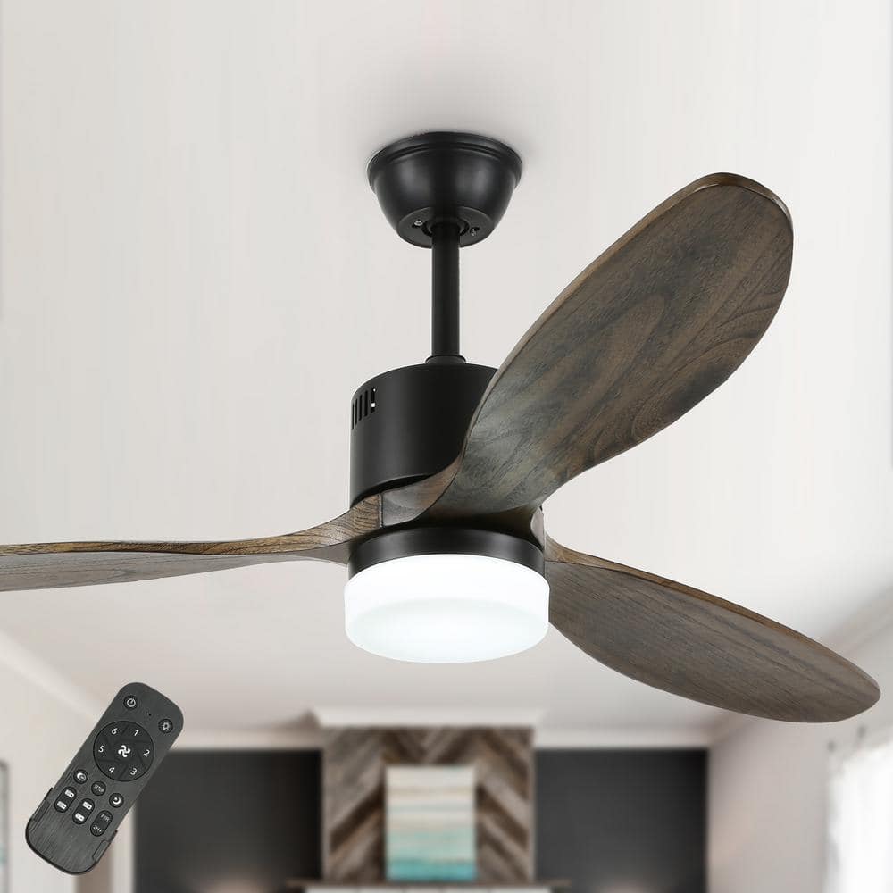 Cedar Ceiling Fan with Light Remote and Reversible Blades 52 inch - Dark  Wood