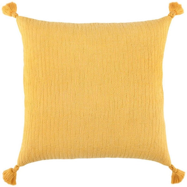 Gold Solid Polyester 20 in. x 20 in. Throw Pillow