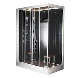 Platinum 59 in. x 36 in. x 90 in. Steam Shower in Black with Hinged Door, Left Side Controls and 6 kW Steam Generator