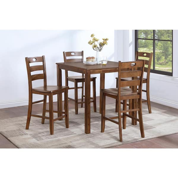NEW CLASSIC HOME FURNISHINGS New Classic Furniture Salem 5-Piece Tobacco Wood Top Counter Table Set