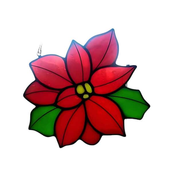 Red Flower Stained Glass Art Glass Window