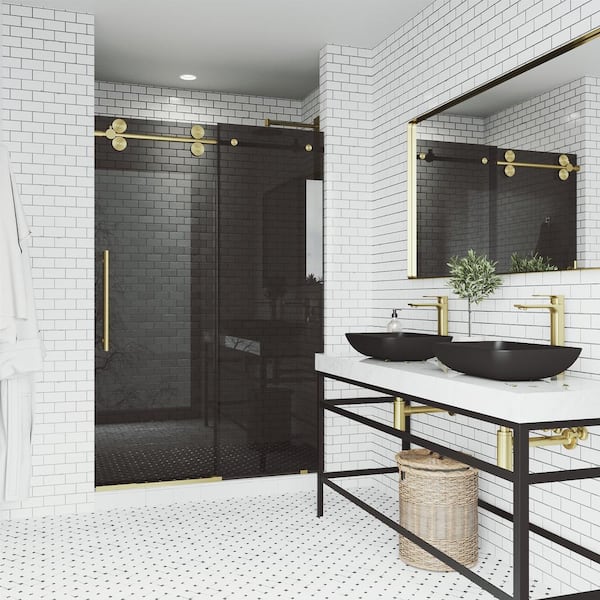 VIGO Elan 56 to 60 in. W x 74 in. H Sliding Frameless Shower