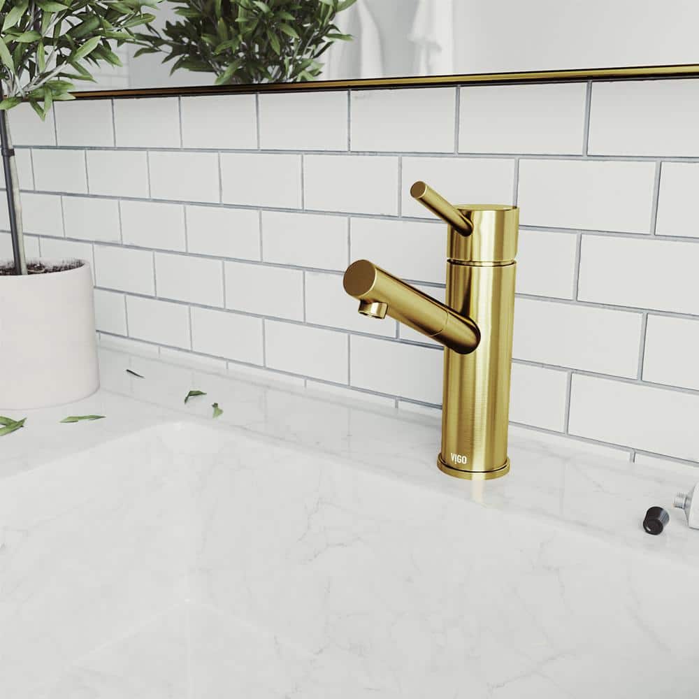 Noma 7.75" Matte Gold Single Handle Deck-Mount Bathroom Faucet