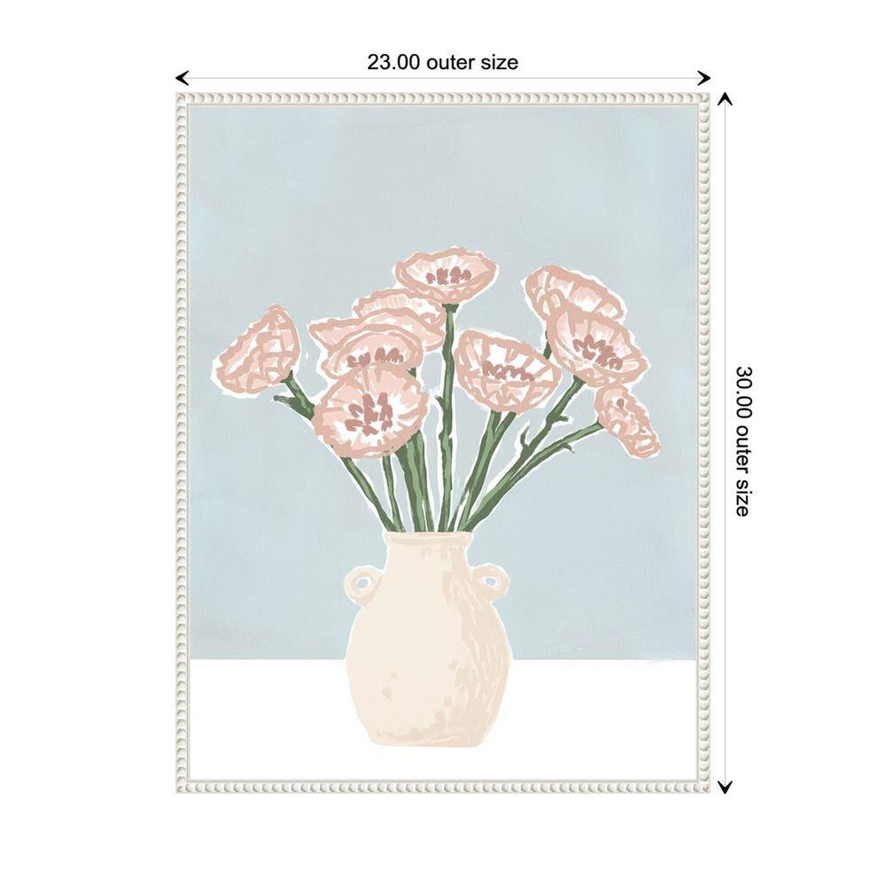 Renewed Bouquet II Pastel Pink Floral Canvas Wall Art with White Frame