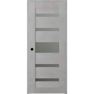 Vona 07-05 18 in. x 80 in. Right-Handed 5-Lite Frosted Glass Solid Core Light Urban Wood Single Prehung Interior Door