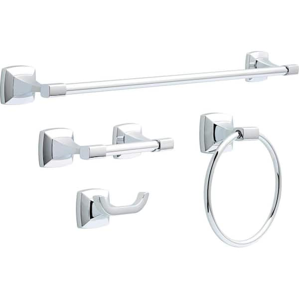 TURS Bathroom Accessories 4-Pieces Bathroom Hardware Set Polished Chrome  Towel Bar Set Stainless Steel Towel Holder Set