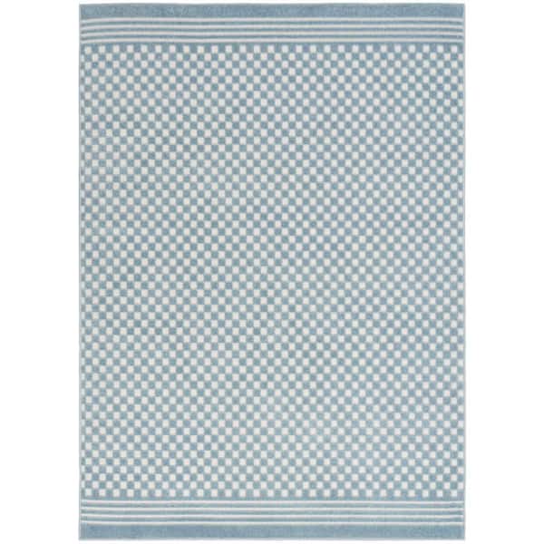 Nourison Casual Blue 7 ft. x 9 ft. Checker Contemporary Area Rug