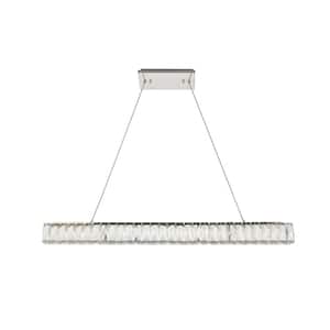 Timeless Home 38.8 in. L x 1.6 in. W x 3 in. H 17-Watt Integrated LED Chrome Contemporary Chandelier