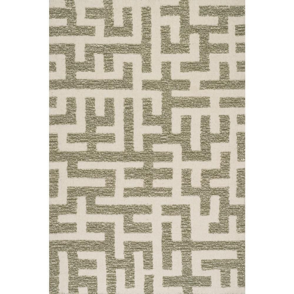 Carmeon Hamilton x Rugs Riel Bohemian Geometric Wool 4 ft. x 6 ft. Green Indoor Area Rug price history on PriceWatchPro