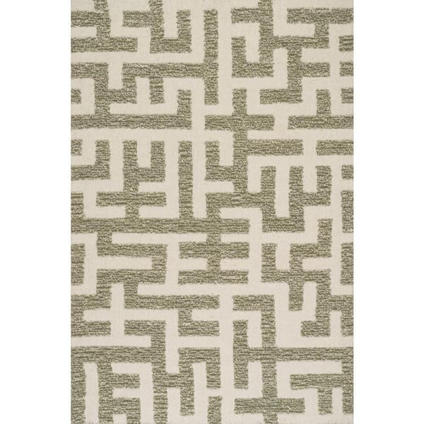Carmeon Hamilton x Rugs Riel Bohemian Geometric Wool Green 6 ft. x 9 ft. Indoor Area Rug