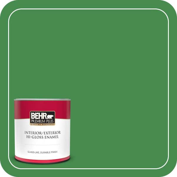 BEHR PREMIUM PLUS 1 qt. #MQ4-48 Planet Green Hi-Gloss Enamel Interior/Exterior Paint & Primer