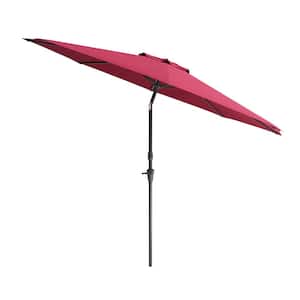 10 ft. Aluminum Wind Resistant Market Tilting Patio Umbrella in Wine Red