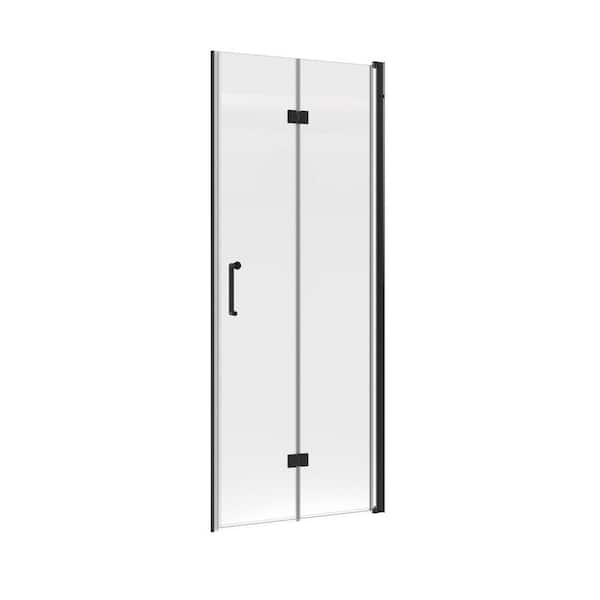30 in. W x 72 in. H Bi-Fold Frameless Shower Door in Matte Black with Clear Glass