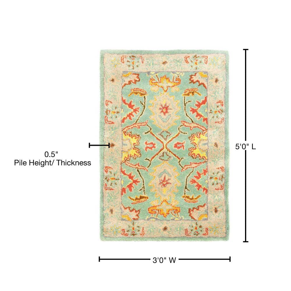Handmade Heritage Light Blue & Ivory Wool Accent Rug - 3' x 5'