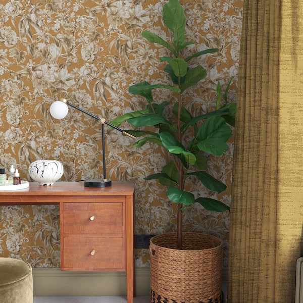 Arcane Garden Ochre Yellow Wallpaper