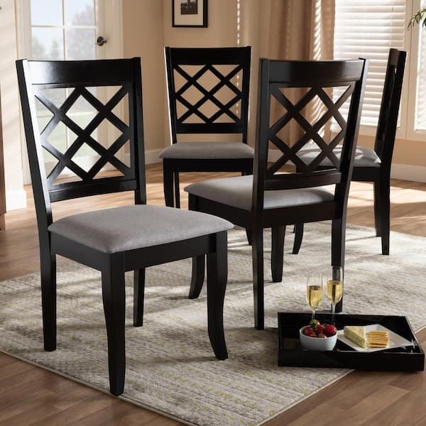 Baxton Studio Verner Gray and Espresso Fabric Dining Chair Set of