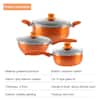 Aoibox 3-Piece Orange Nonstick Pot and Pan for Wok, Soup and Milk with Lids  HDSX03KI028 - The Home Depot