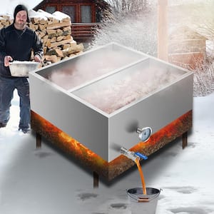 24 in. x 24 in. x 9.4 in. Stainless Steel Sap Evaporator Pan Maple Syrup Boiling Kit with Thermometer and Divided Pan