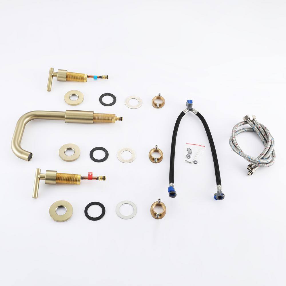 Brushed Gold Solid Brass Widespread Bathroom Faucet