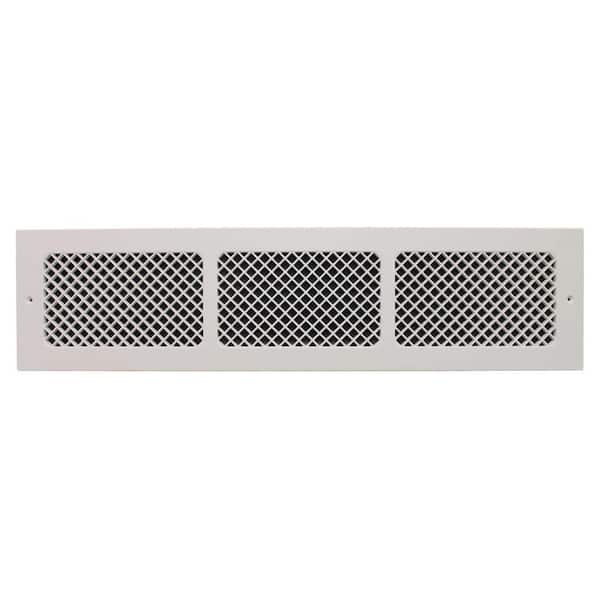 SMI Ventilation Products Essex Base Board 30 in. x 6 in. Opening, 8 in. x 32 in. Overall Size, Polymer Resin Decorative Return Air Grille, White