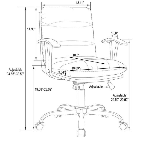 Leisuremod Regina Modern Adjustable Height Executive Black Leather