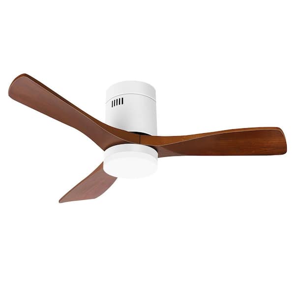 48 in. Integrated LED Indoor/Covered Outdoor White Flush Mount Ceiling Fan with Remote