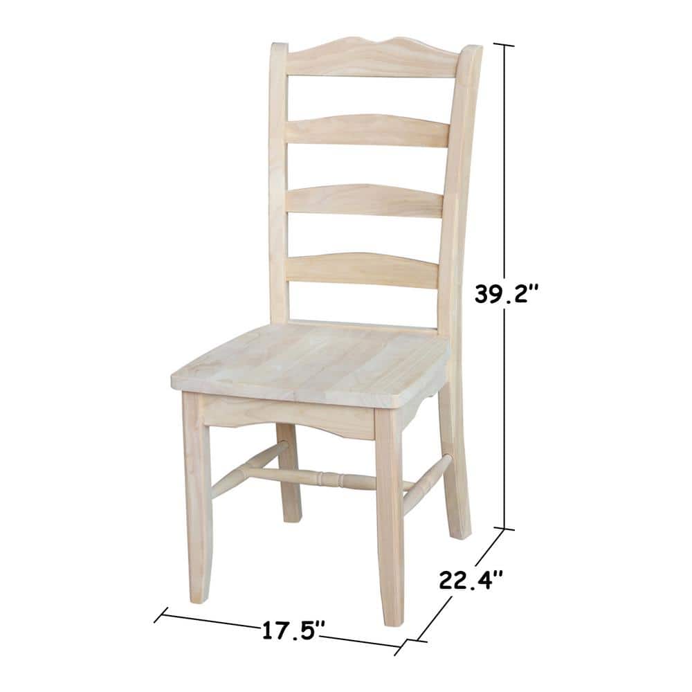 Unfinished Solid Wood Ladderback Dining Chairs (Set of 2)