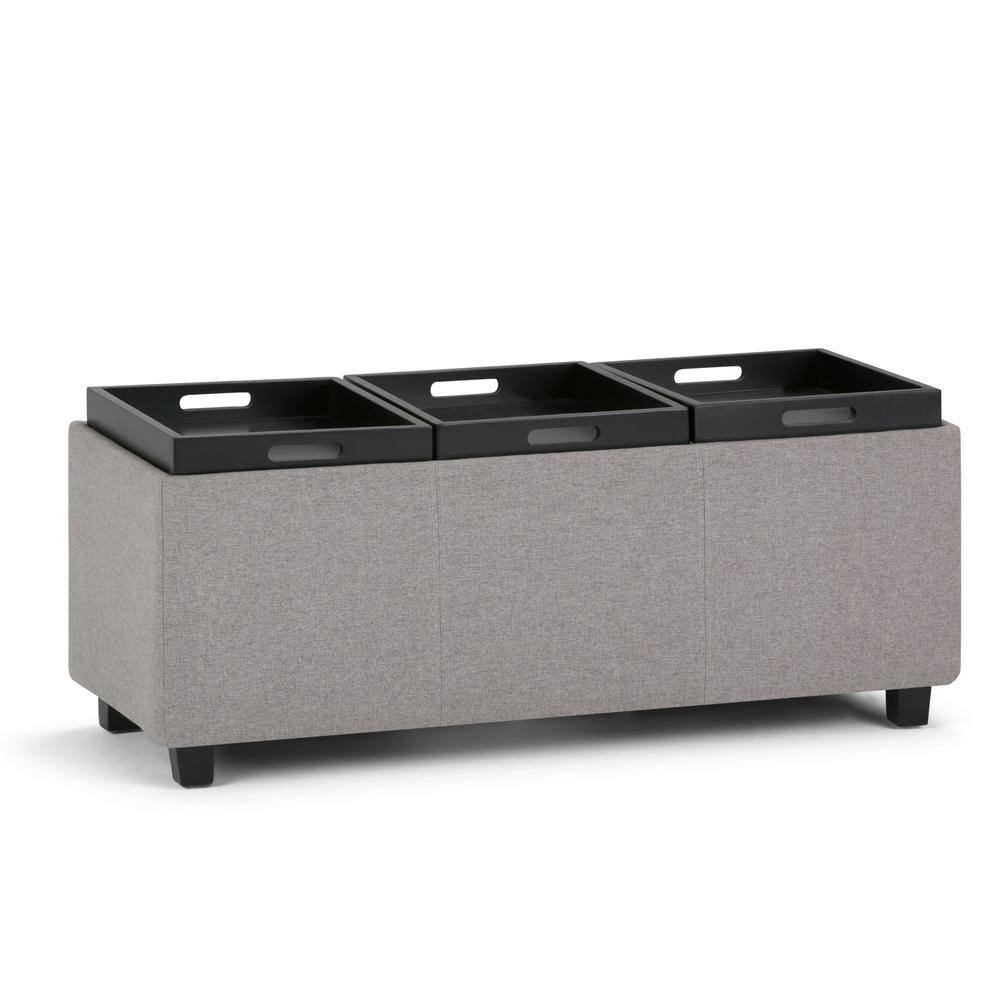Avalon Cloud Grey Extra Large Storage Ottoman with Serving Trays