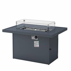 Gray Rectangle Aluminum Outdoor Gas Fire Pit Table